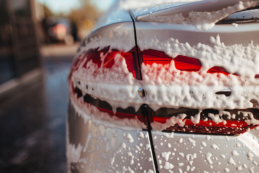 taillight in soapy foam.